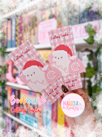 Lesezeichen Calling Santa...I need more books | Lesezeichen Winter & Weihnachten