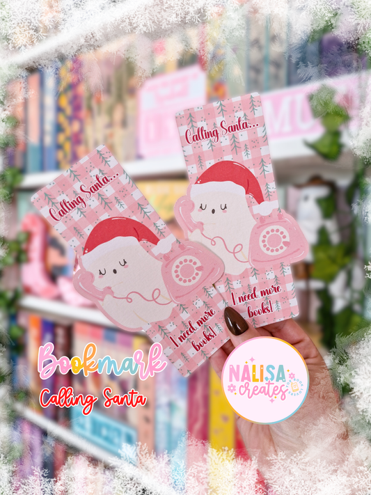 Lesezeichen Calling Santa...I need more books | Lesezeichen Winter & Weihnachten