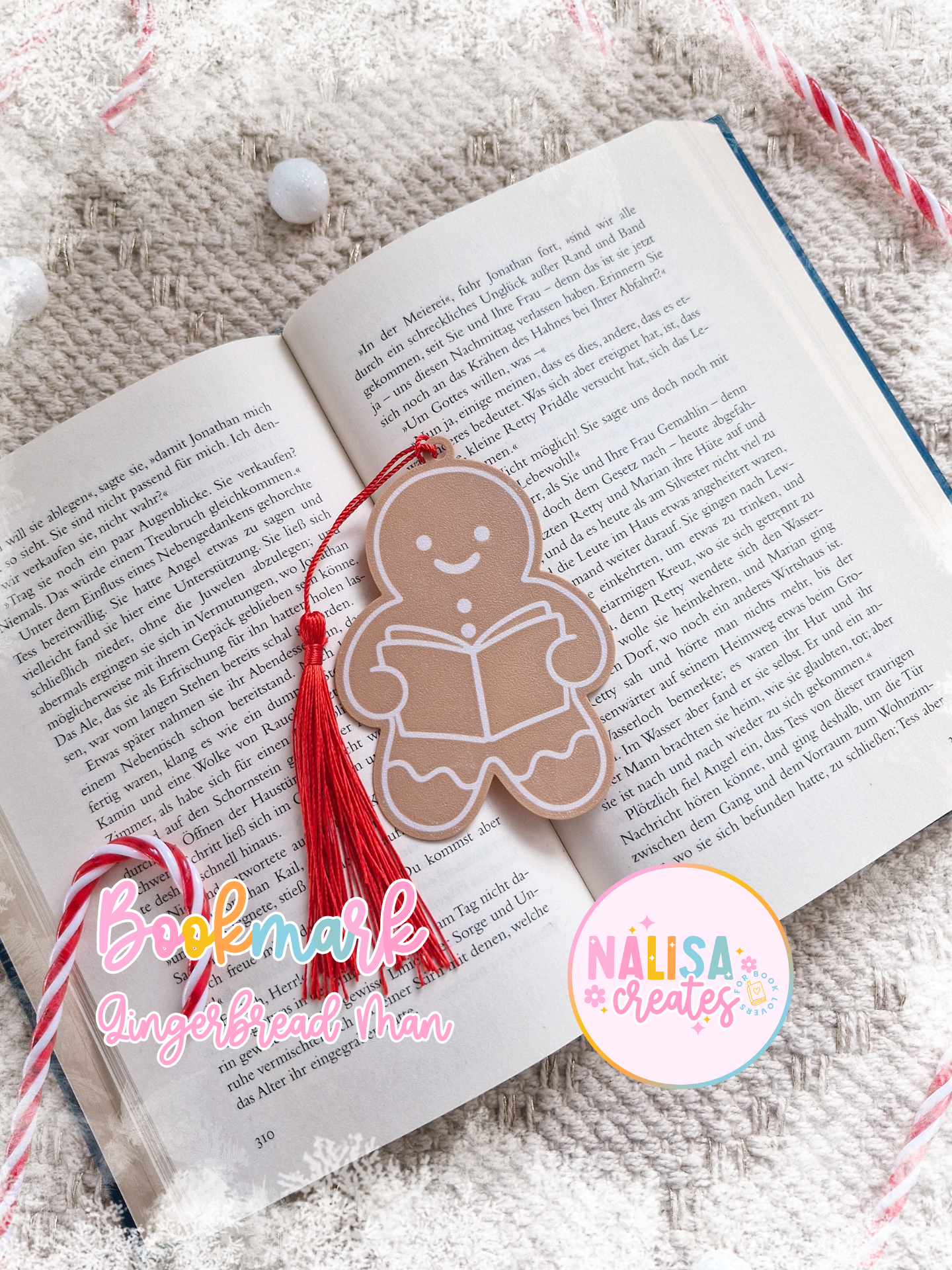 3D Druck Lesezeichen Gingerbread Man  | Lesezeichen Winter & Weihnachten