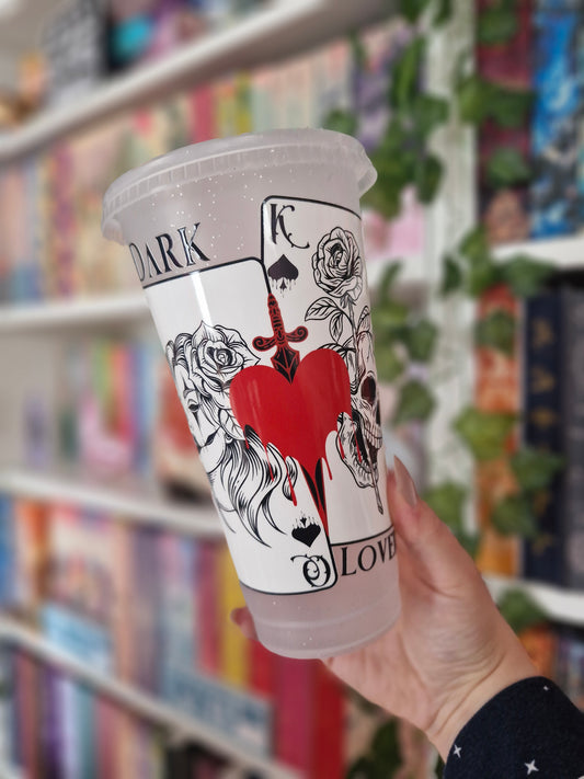 B-Ware Trinkbecher - Dark Lovers | 710 ml Cold Cup | Geschenkidee für Buchliebhaber | Wiederverwendbarer Trinkbecher transparent / glitzer