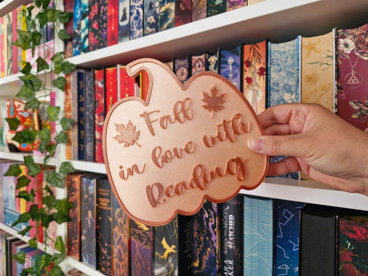 Kürbis Aufsteller mit Schriftzug | Deko fürs Bücherregal | 3D-Druck