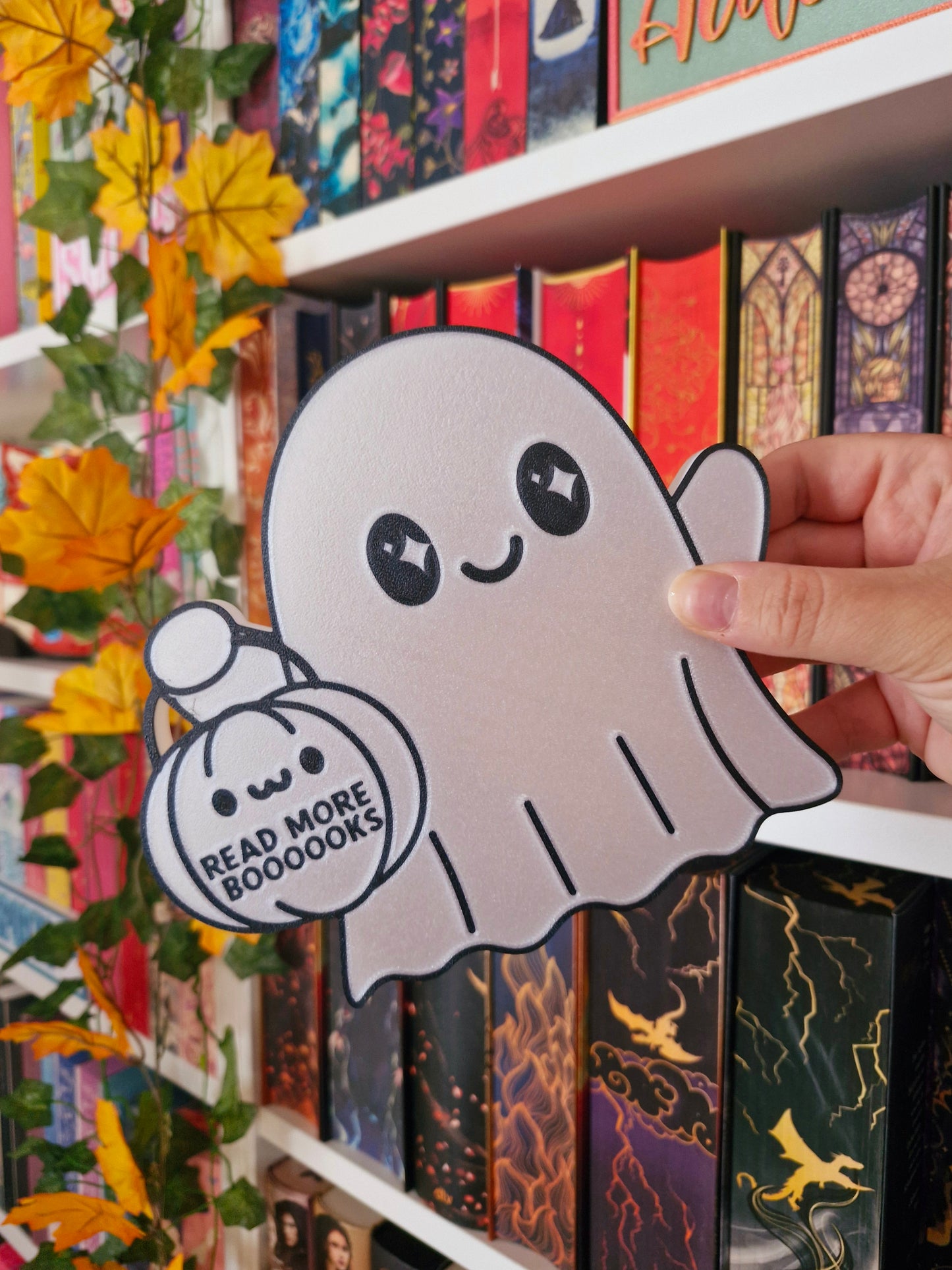 Bookish Boo Geist Aufsteller | Deko fürs Bücherregal | 3D-Druck