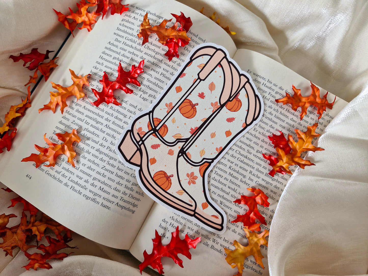 Lesezeichen Autumn Cowboy Boots | Herbst Lesezeichen