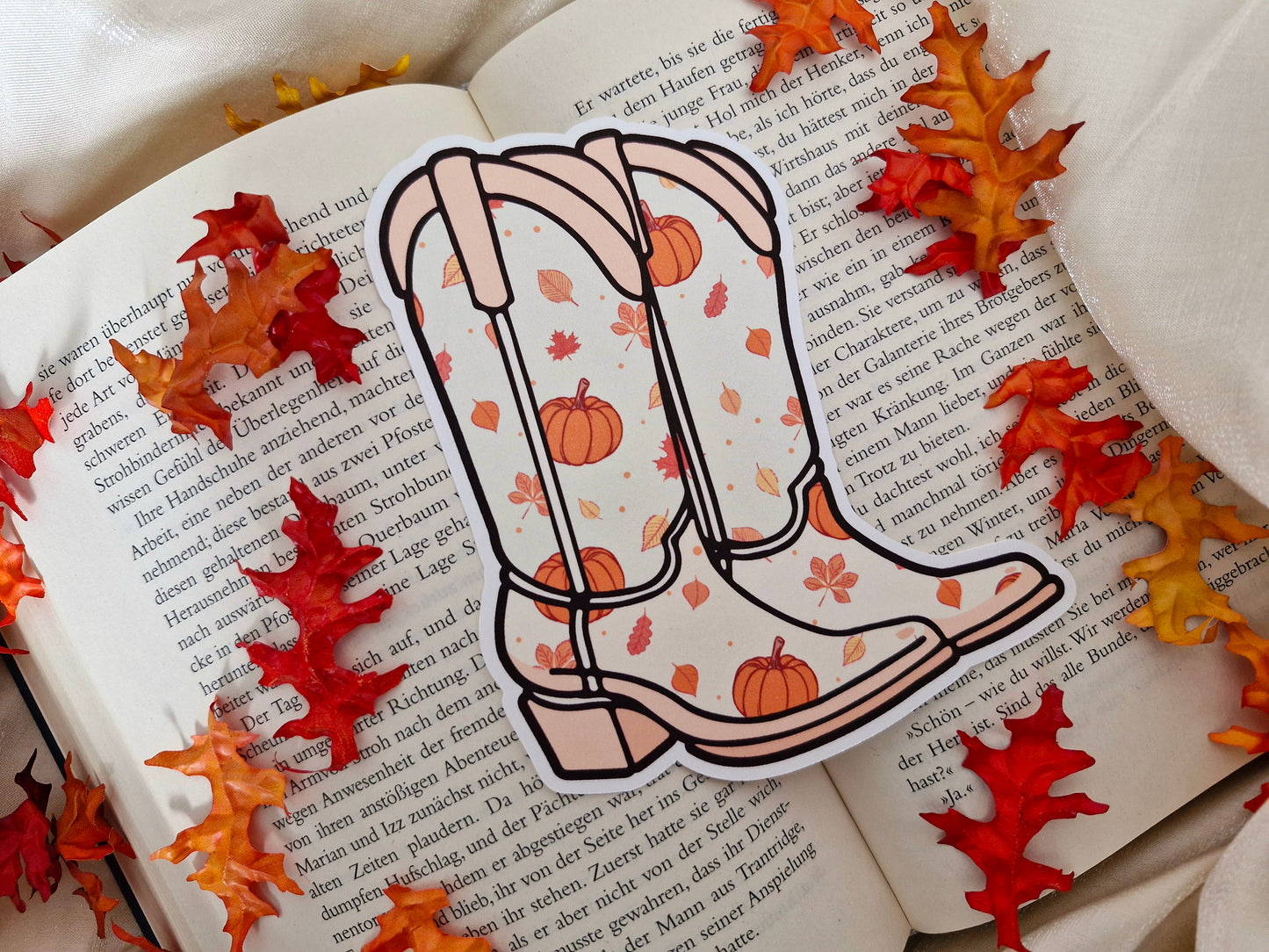 Lesezeichen Autumn Cowboy Boots | Herbst Lesezeichen