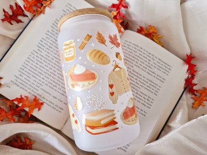 Trinkgefäß für Buchliebhaber | Bookish Trinkglas | Autumn Glass Tumbler | Herbstglas | Pumpkin Spice