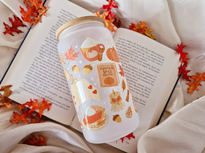 Trinkgefäß für Buchliebhaber | Bookish Trinkglas | Autumn Glass Tumbler | Herbstglas | Pumpkin Spice