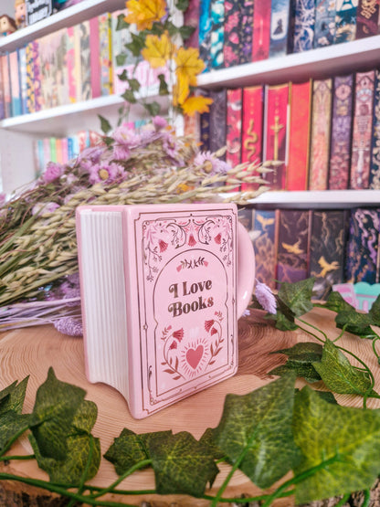 Tasse | Buchtasse  | I Love Books Pink Book Shaped Mug