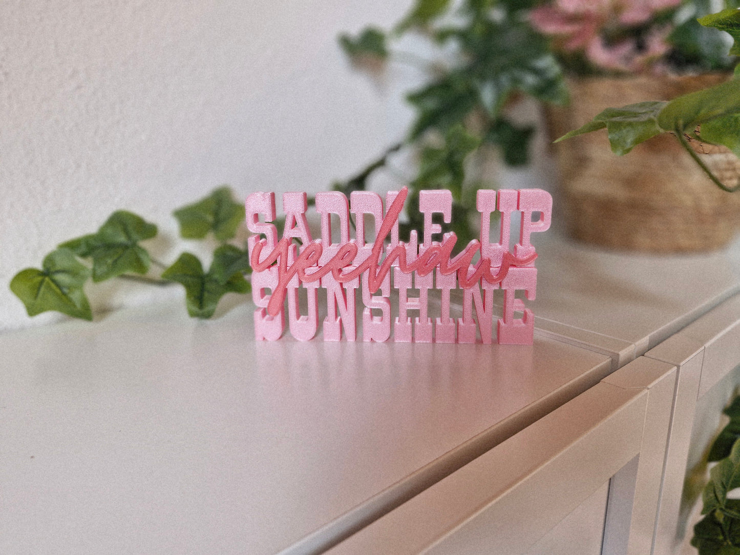 Cowboy Romance – Schriftzug | Saddle Up Sunshine | Deko fürs Bücherregal | 3D-Druck