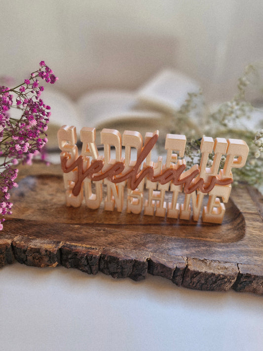 Cowboy Romance – Schriftzug | Saddle Up Sunshine | Deko fürs Bücherregal | 3D-Druck