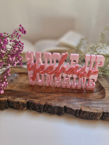 Cowboy Romance – Schriftzug | Saddle Up Sunshine | Deko fürs Bücherregal | 3D-Druck