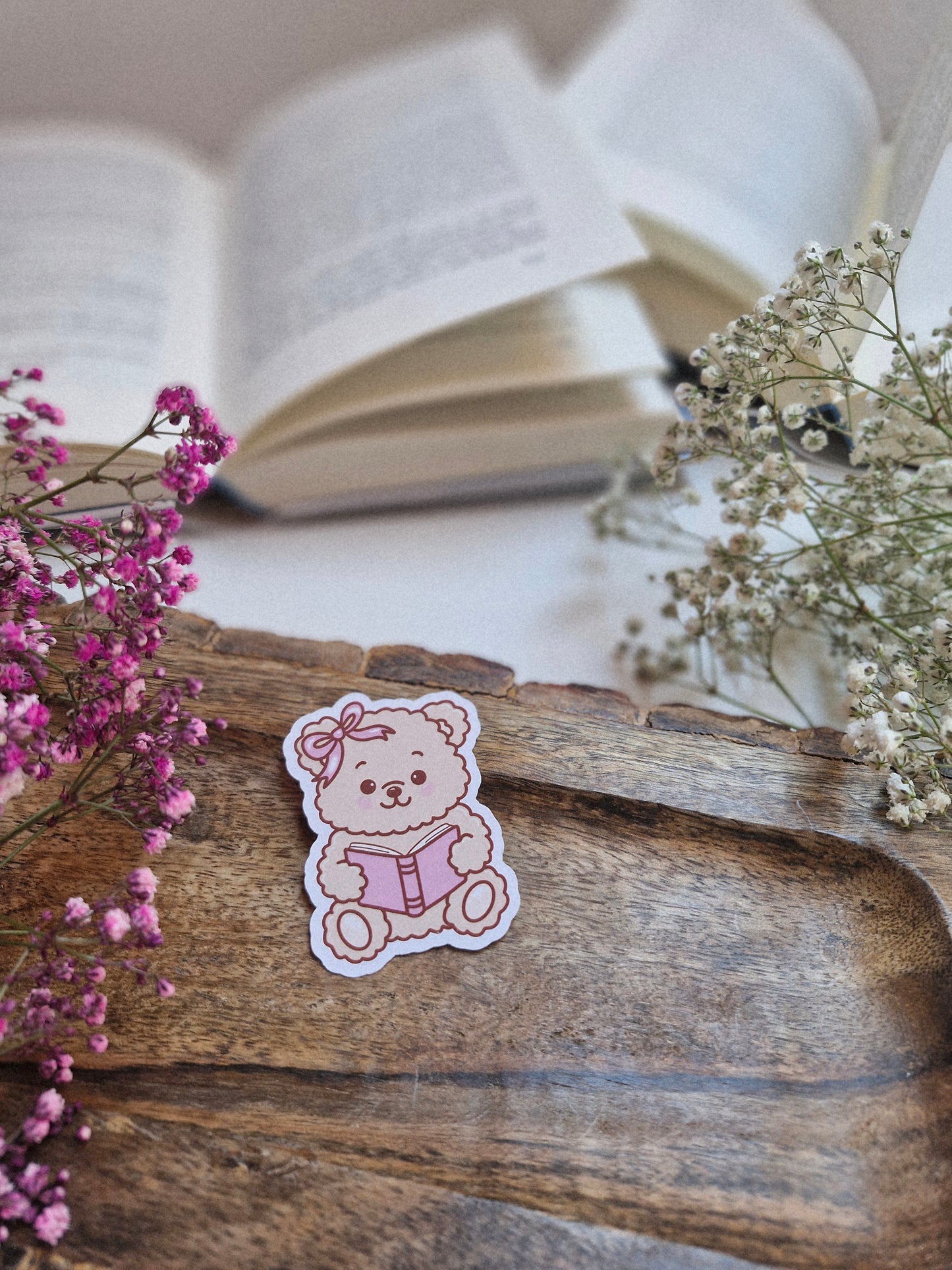 Beary Bookish Vinyl Sticker