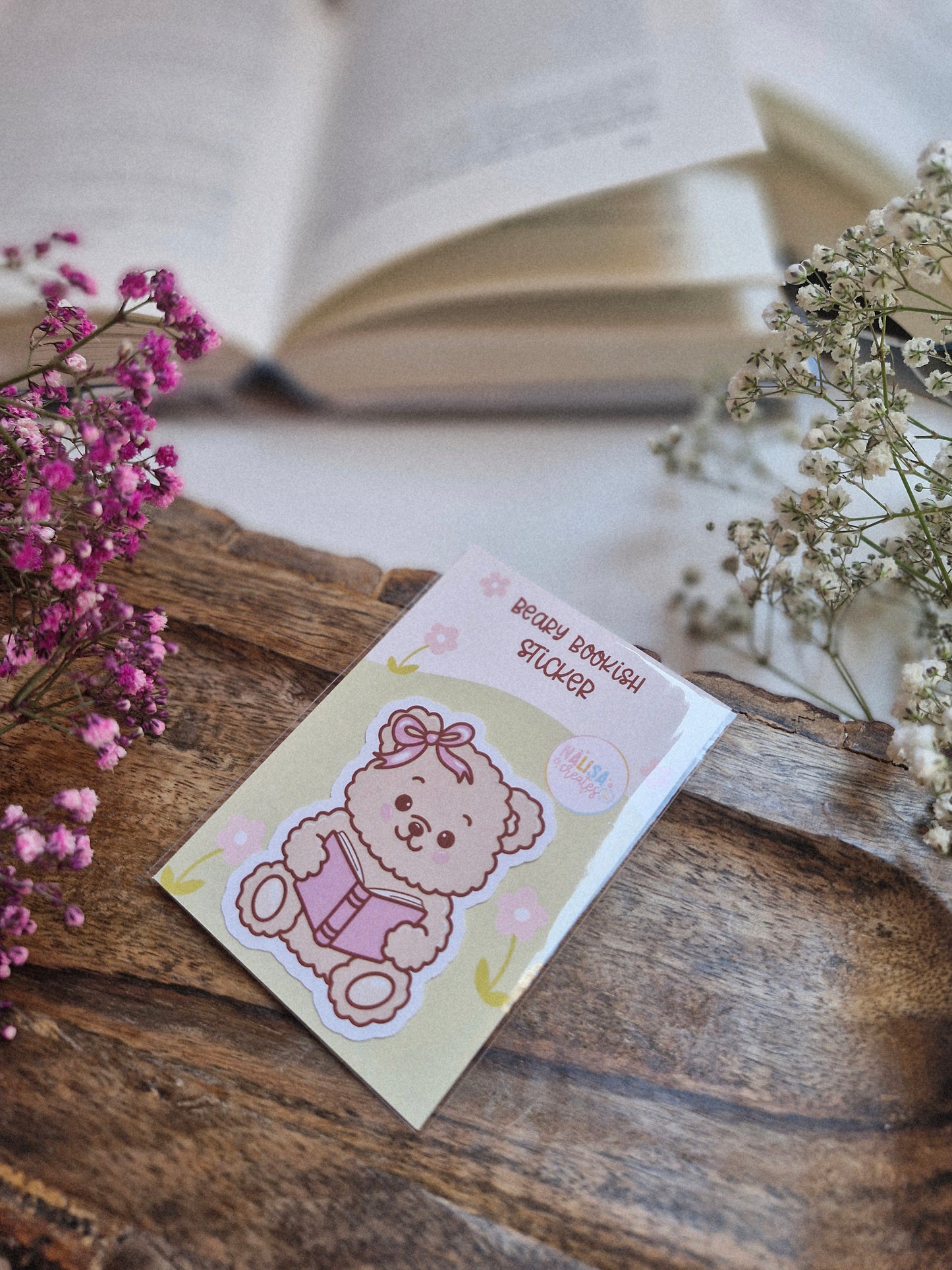 Beary Bookish Vinyl Sticker