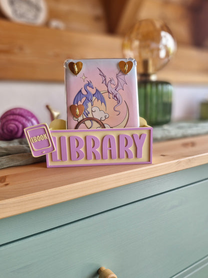B-WARE-EReader Halterung – Deko fürs Bücherregal | 3D-Druck | Butteryellow & Lilac
