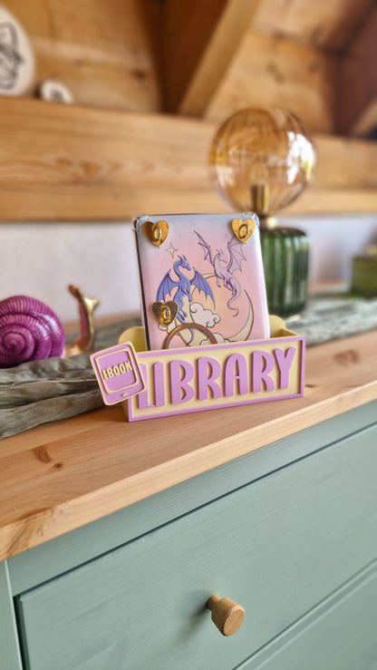 B-WARE-EReader Halterung – Deko fürs Bücherregal | 3D-Druck | Butteryellow & Lilac