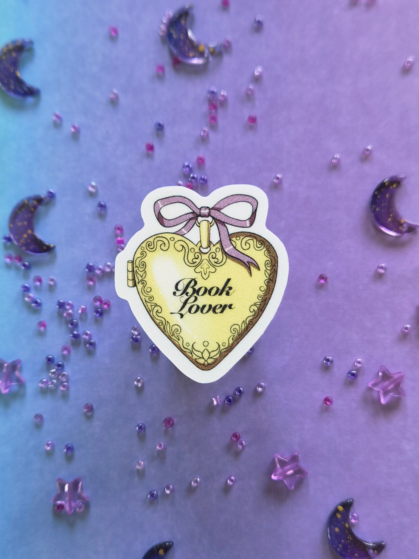 Book Lover Heart Pendant | Vinyl Sticker mit Glitzereffekt  | Stickers for book journal, notebook, e-reader and laptop