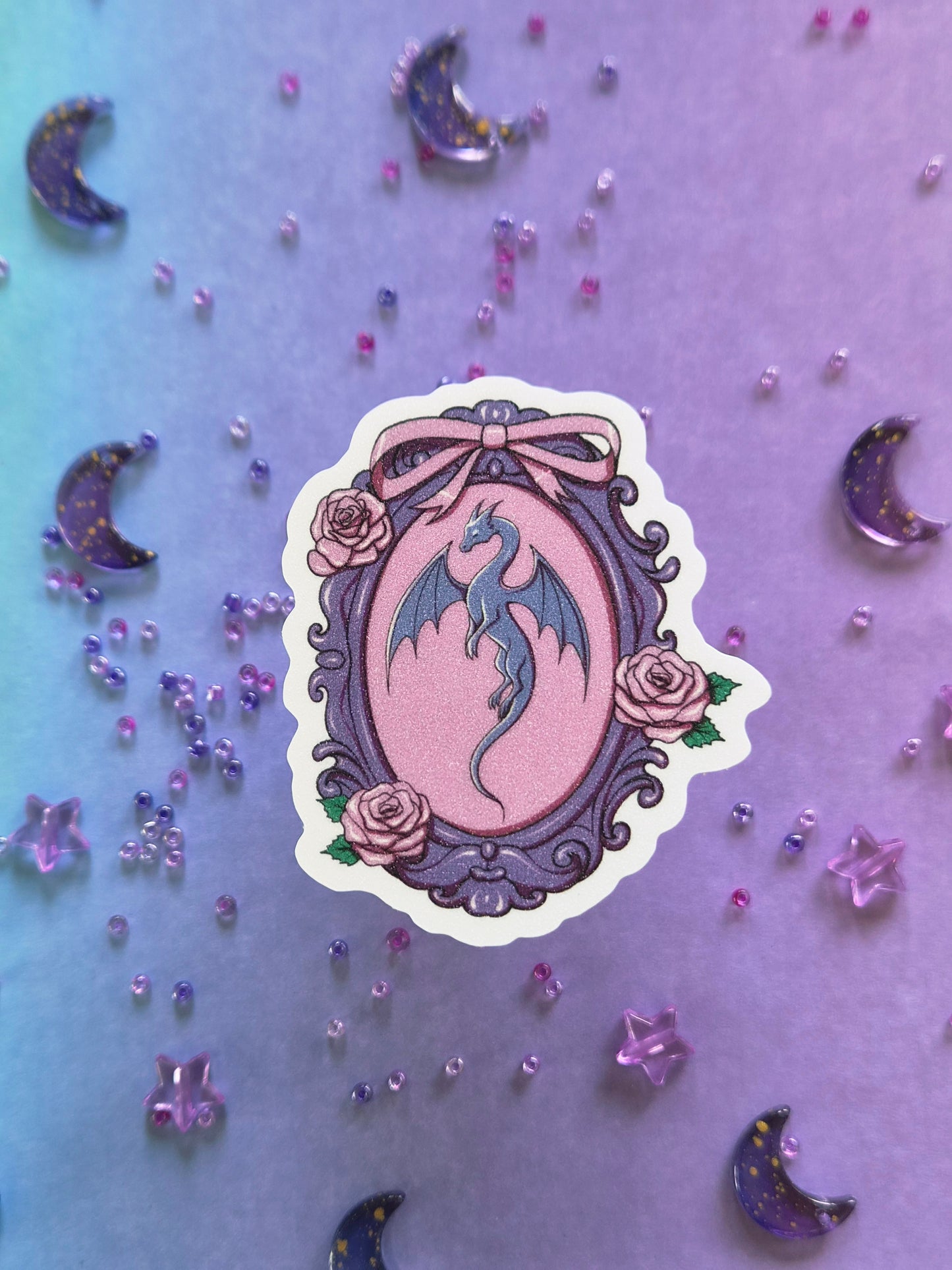 Dragon Frame | Vinyl Sticker mit Glitzereffekt  | Stickers for book journal, notebook, e-reader and laptop