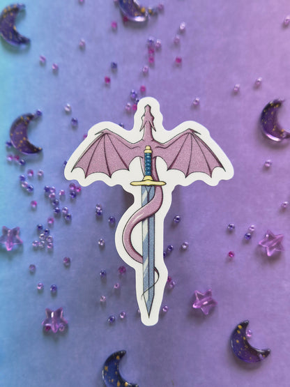 Dragon and Sword | Vinyl Sticker mit Glitzereffekt  | Stickers for book journal, notebook, e-reader and laptop