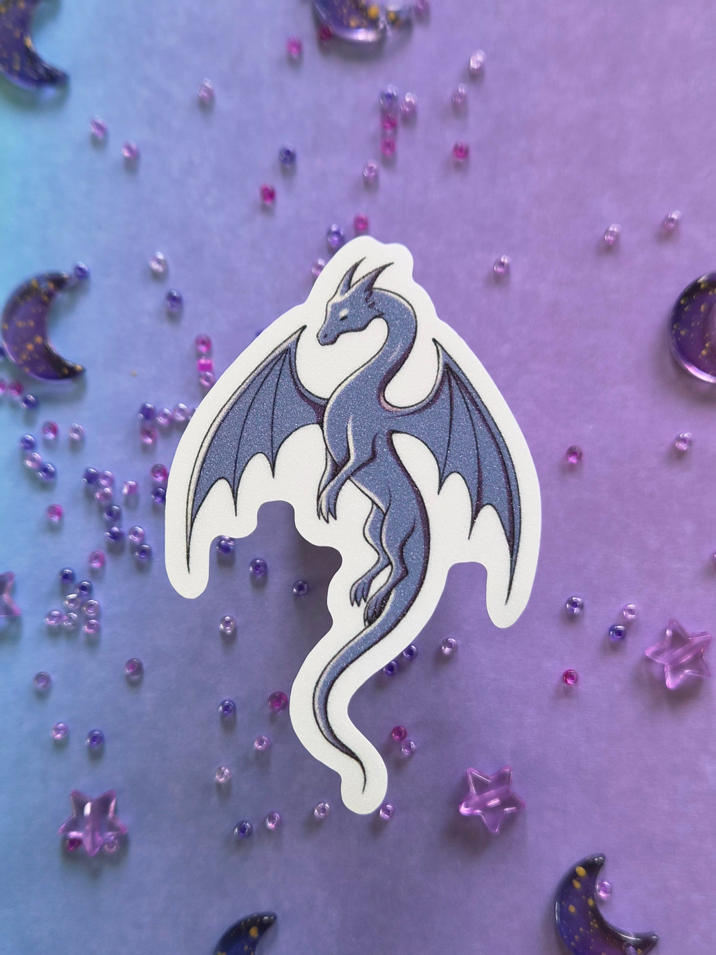 Dragon 'Nyxa' | Vinyl Sticker mit Glitzereffekt  | Stickers for book journal, notebook, e-reader and laptop