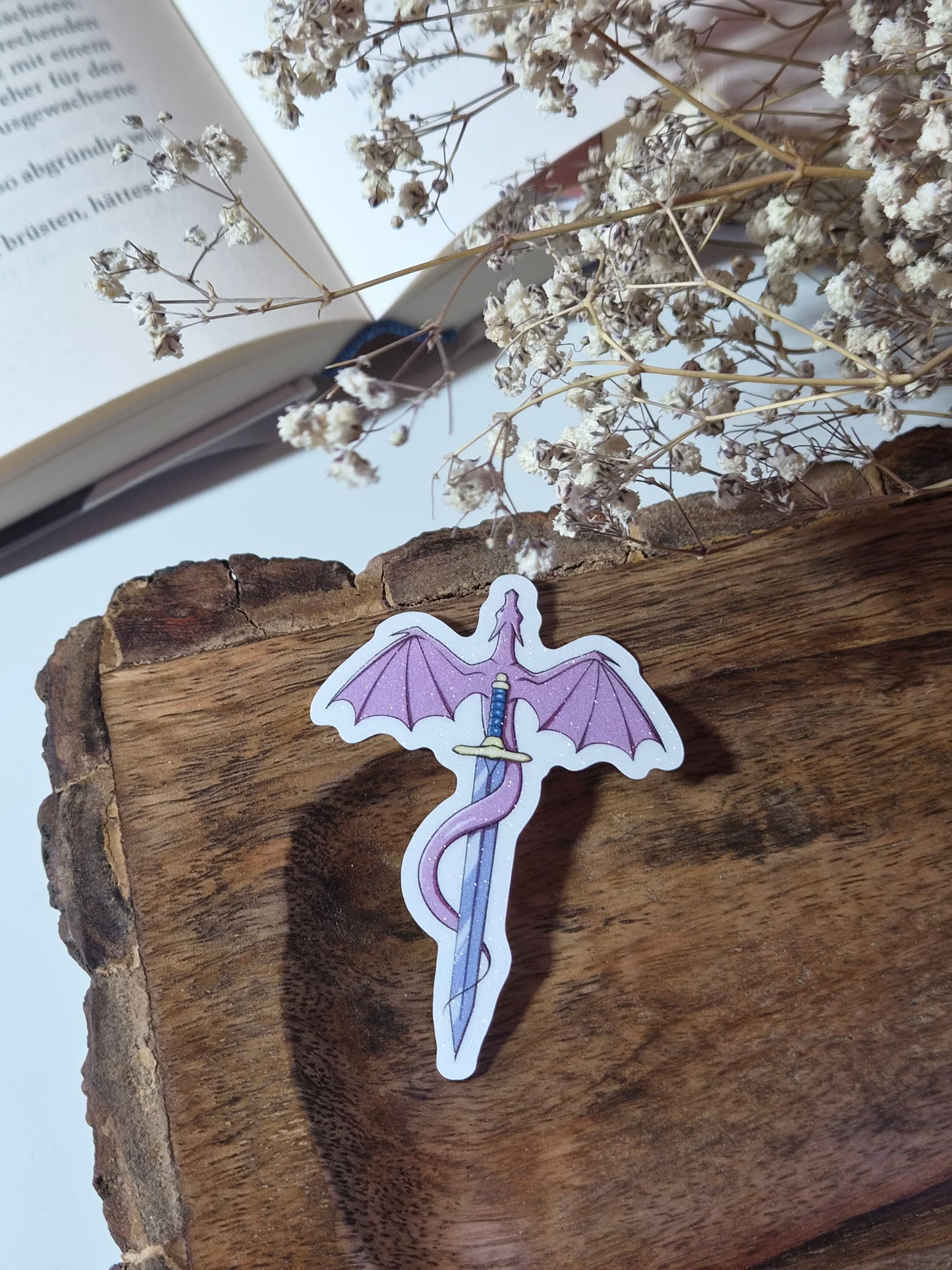 Dragon and Sword | Vinyl Sticker mit Glitzereffekt  | Stickers for book journal, notebook, e-reader and laptop