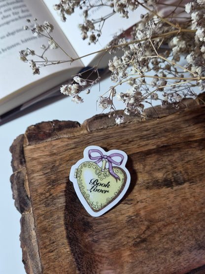 Book Lover Heart Pendant | Vinyl Sticker mit Glitzereffekt  | Stickers for book journal, notebook, e-reader and laptop