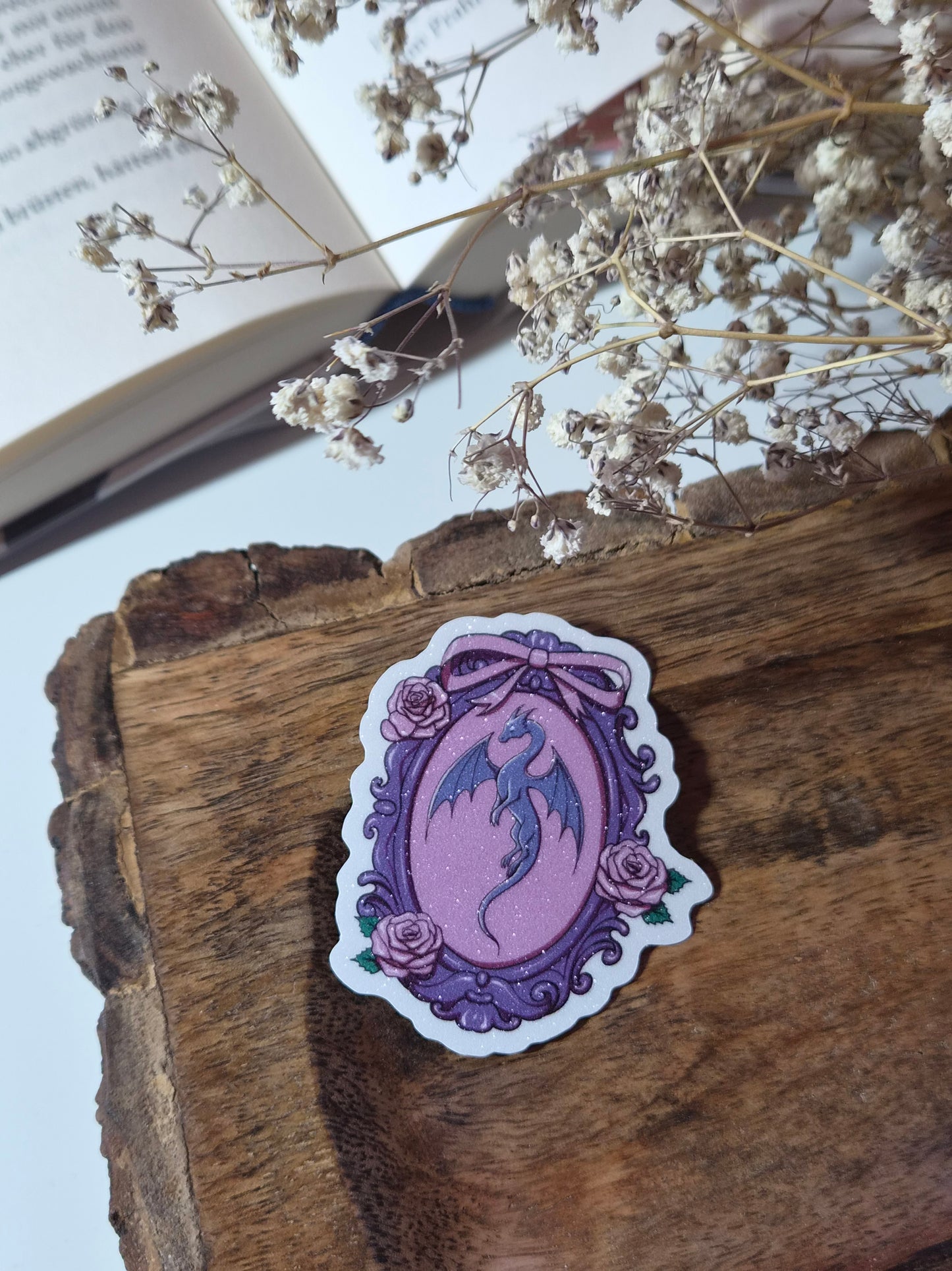 Dragon Frame | Vinyl Sticker mit Glitzereffekt  | Stickers for book journal, notebook, e-reader and laptop