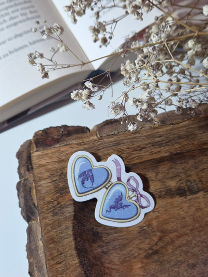 Dragon Lover Heart Pendant | Vinyl Sticker mit Glitzereffekt  | Stickers for book journal, notebook, e-reader and laptop
