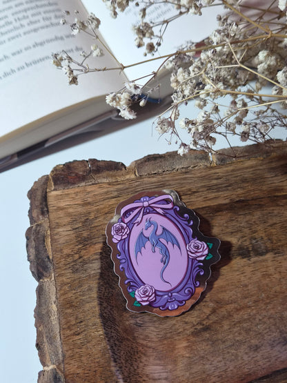 Dragon Frame | Vinyl Sticker mit Spiegeleffekt in silber | Stickers for book journal, notebook, e-reader and laptop