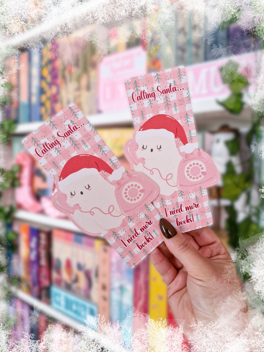 Lesezeichen Calling Santa...I need more books | Lesezeichen Winter & Weihnachten