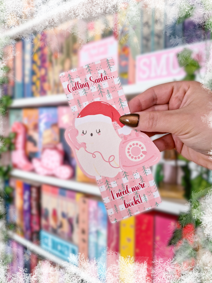 Lesezeichen Calling Santa...I need more books | Lesezeichen Winter & Weihnachten