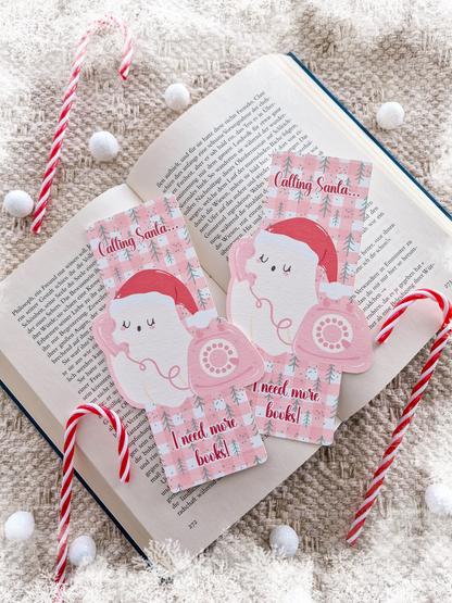 Lesezeichen Calling Santa...I need more books | Lesezeichen Winter & Weihnachten
