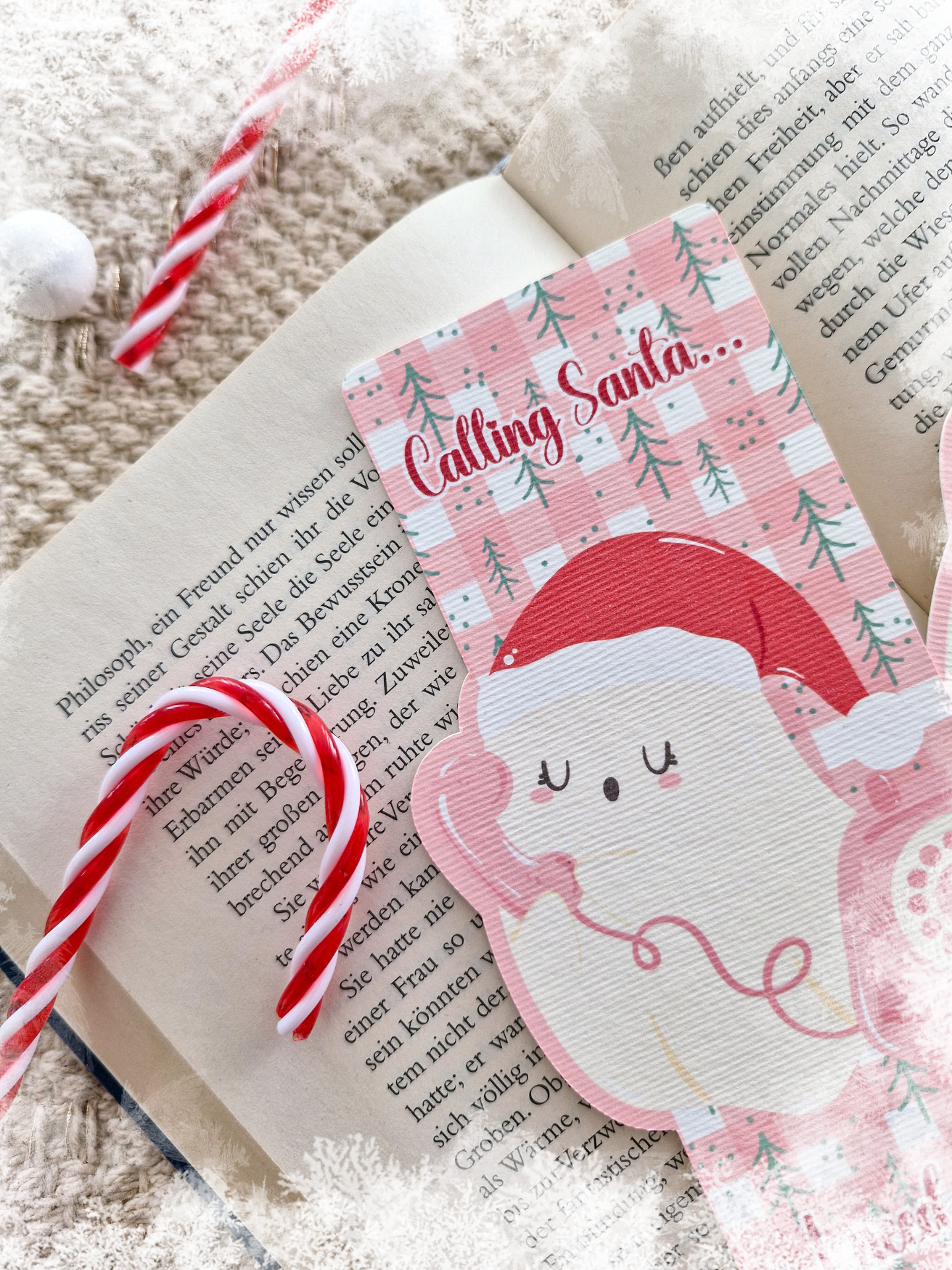 Lesezeichen Calling Santa...I need more books | Lesezeichen Winter & Weihnachten