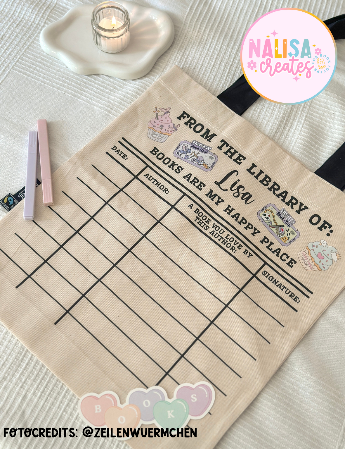 Buchmesse Kollektion für Bookies | Personalisierte Tasche für Buchliebhaber und NFC - Tag Taschenanhänger