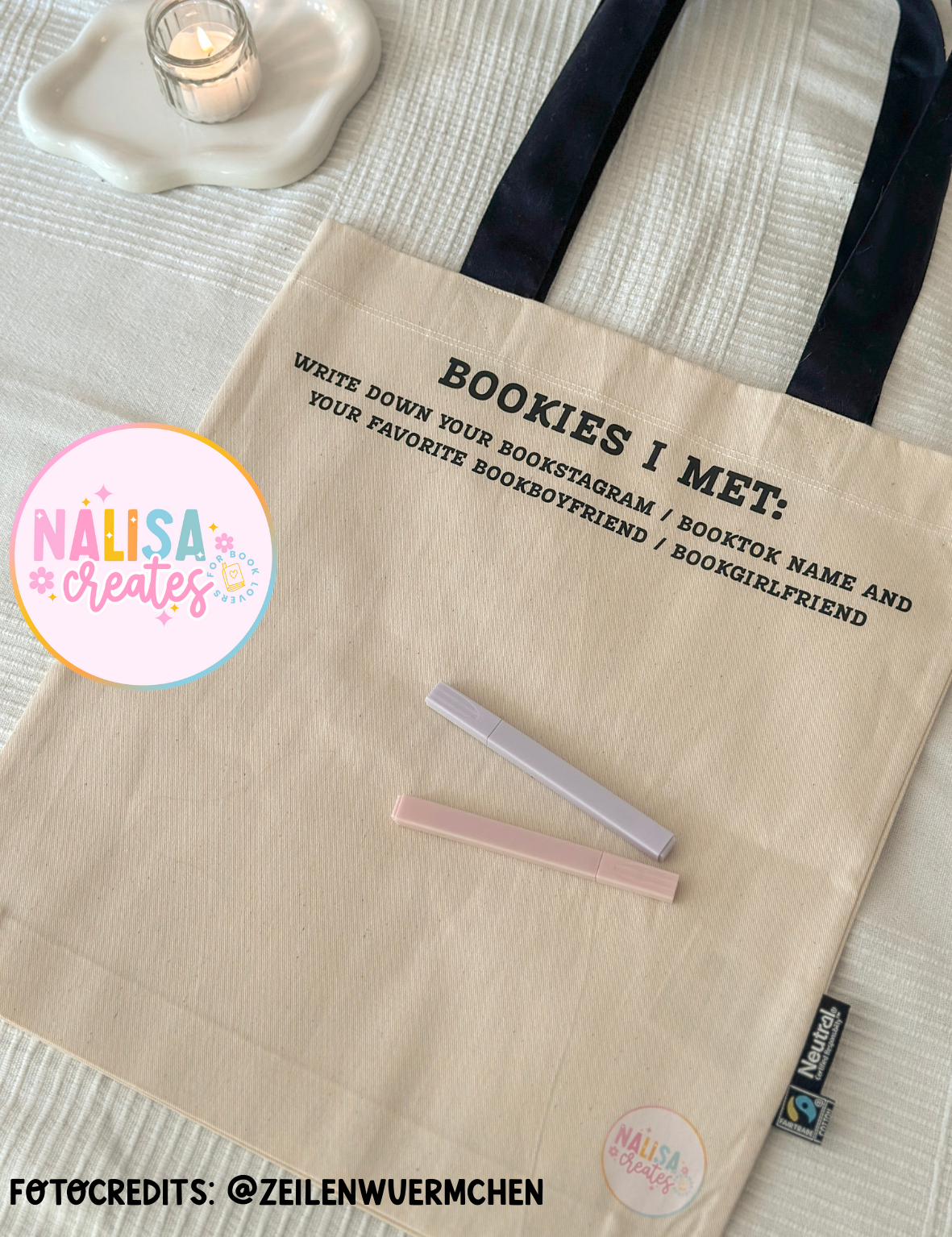 Buchmesse Kollektion für Bookies | Personalisierte Tasche für Buchliebhaber und NFC - Tag Taschenanhänger