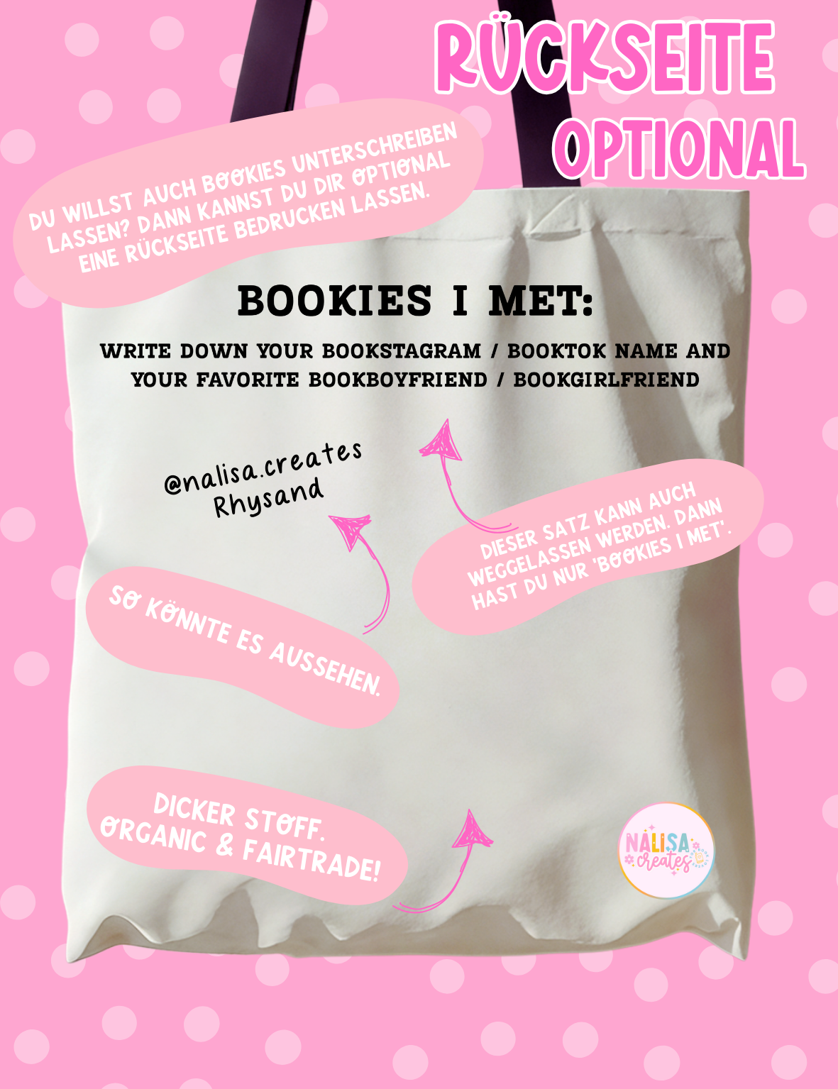 Buchmesse Kollektion für Bookies | Personalisierte Tasche für Buchliebhaber und NFC - Tag Taschenanhänger
