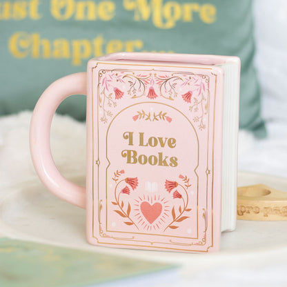 Tasse | Buchtasse  | I Love Books Pink Book Shaped Mug