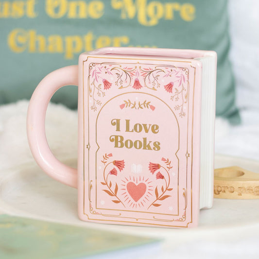 Tasse | Buchtasse  | I Love Books Pink Book Shaped Mug