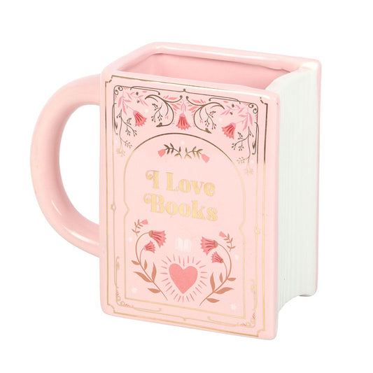 Tasse | Buchtasse  | I Love Books Pink Book Shaped Mug