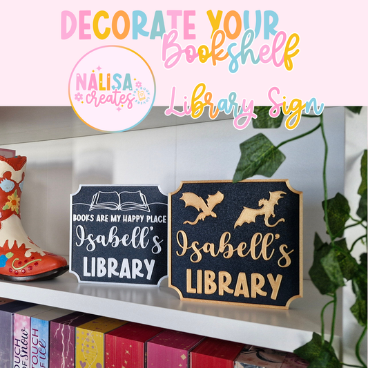Library Sign – Deko fürs Bücherregal | 3D-Druck