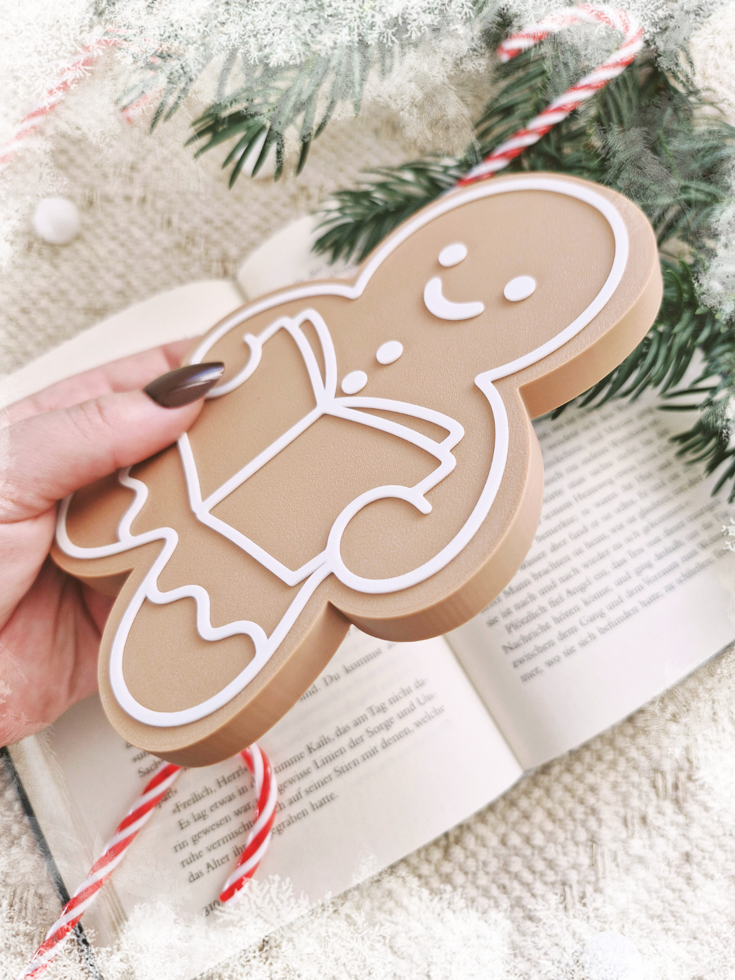 Gingerbread Man Aufsteller | Deko fürs Bücherregal | 3D-Druck | Deko Weihnachten