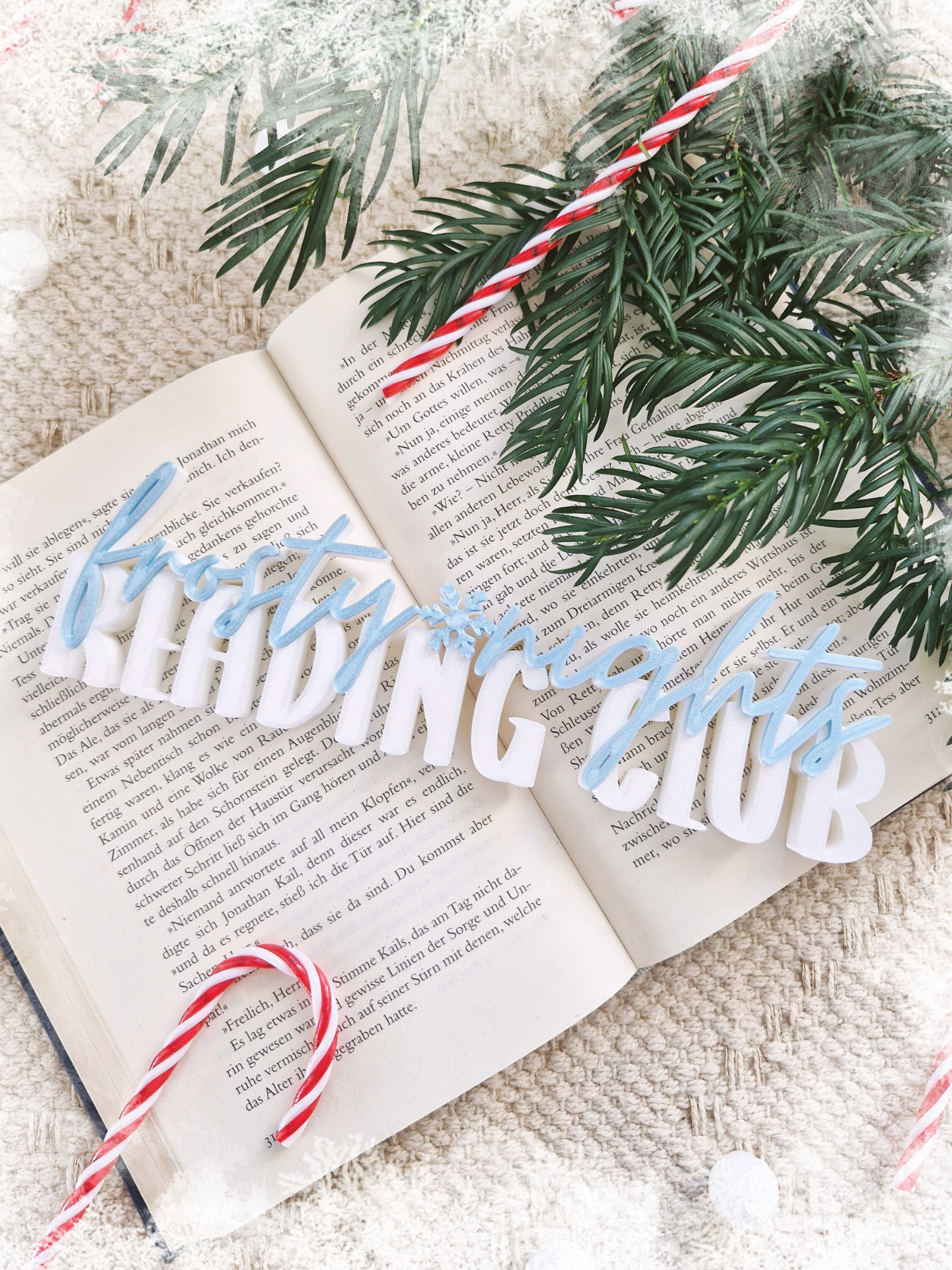 Frosty Nights Reading Club Aufsteller | Deko fürs Bücherregal | 3D-Druck Deko | Weihnachten