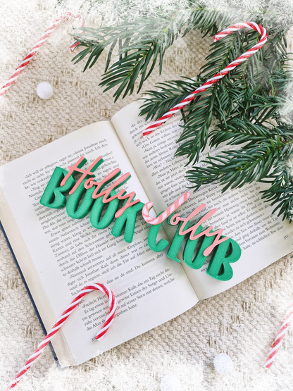 Holly Jolly Book Club Aufsteller | Deko fürs Bücherregal | 3D-Druck | Deko Weihnachten