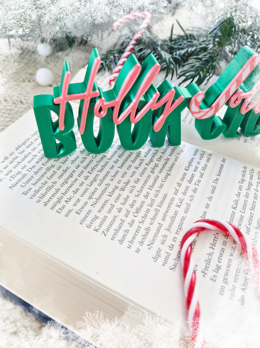 Holly Jolly Book Club Aufsteller | Deko fürs Bücherregal | 3D-Druck | Deko Weihnachten