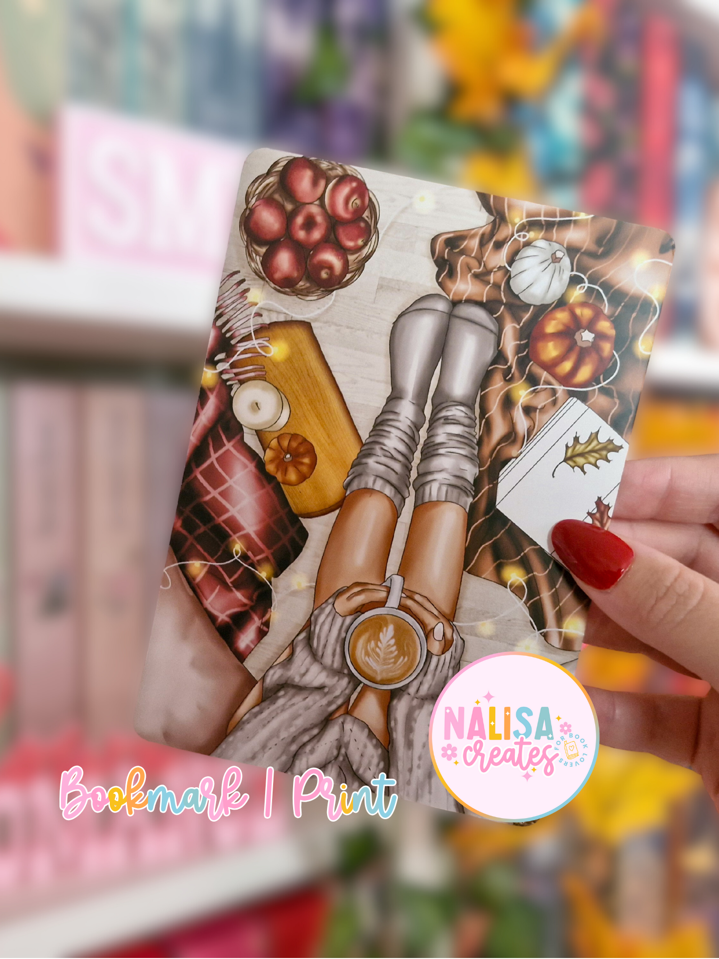 Lesezeichen / Print Fall In Love With Reading | Herbst Lesezeichen | Herbst Print A6