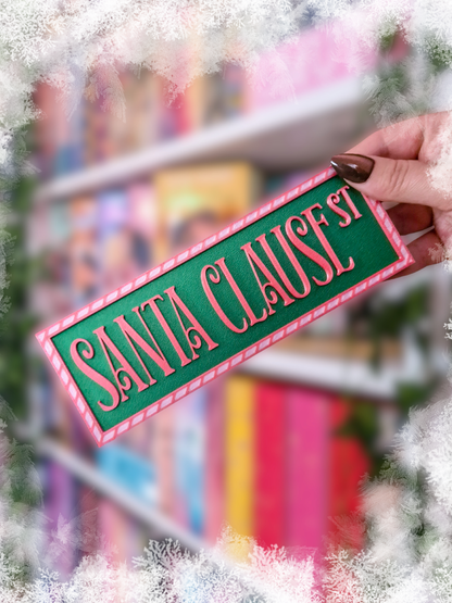 Christmas Street Sign – Santa Clause Street | Deko fürs Bücherregal | 3D-Druck