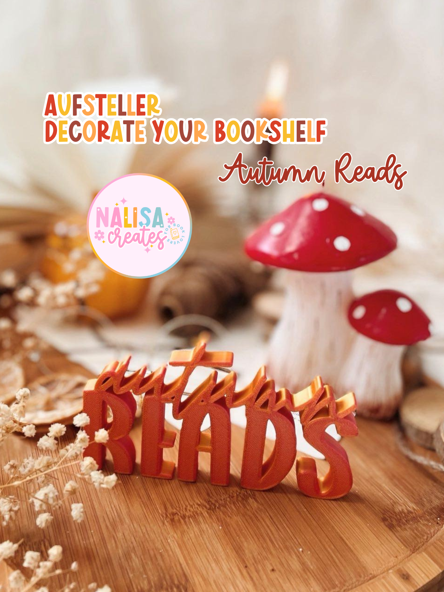 Autumn Reads Schriftzug | Deko fürs Bücherregal | 3D-Druck