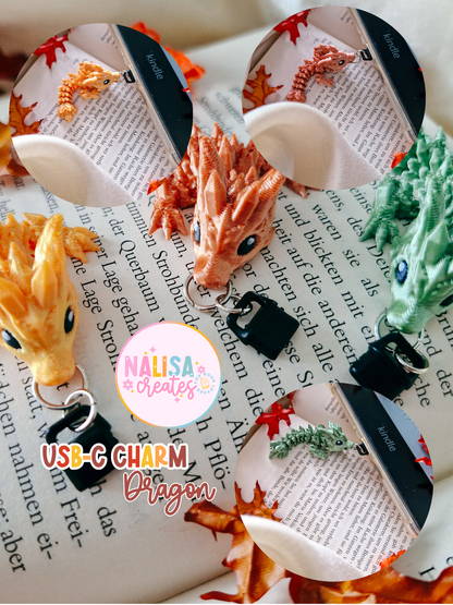Charm-Anhänger für Ebook-Reader | 3D Druck Drache | Kindle Accessoire