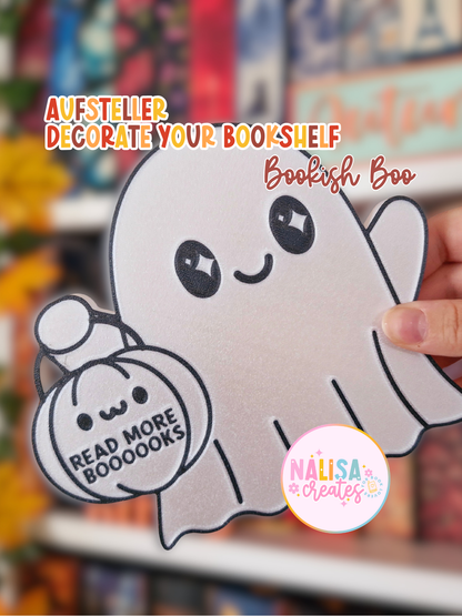 Bookish Boo Geist Aufsteller | Deko fürs Bücherregal | 3D-Druck