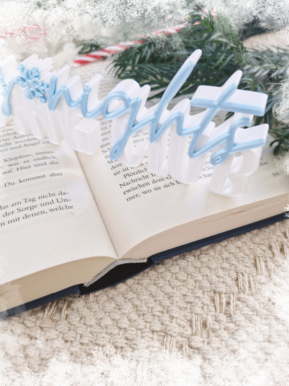 Frosty Nights Reading Club Aufsteller | Deko fürs Bücherregal | 3D-Druck Deko | Weihnachten