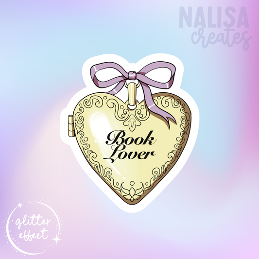 Book Lover Heart Pendant | Vinyl Sticker mit Glitzereffekt  | Stickers for book journal, notebook, e-reader and laptop