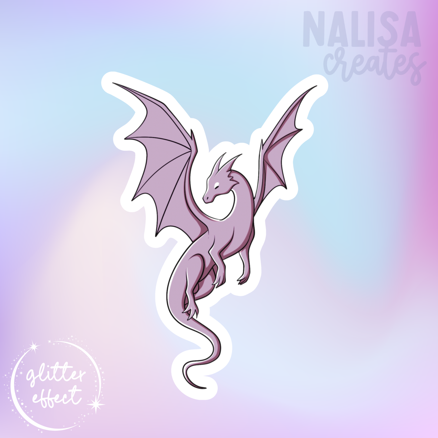 Dragon 'Lunar' | Vinyl Sticker mit Glitzereffekt  | Stickers for book journal, notebook, e-reader and laptop
